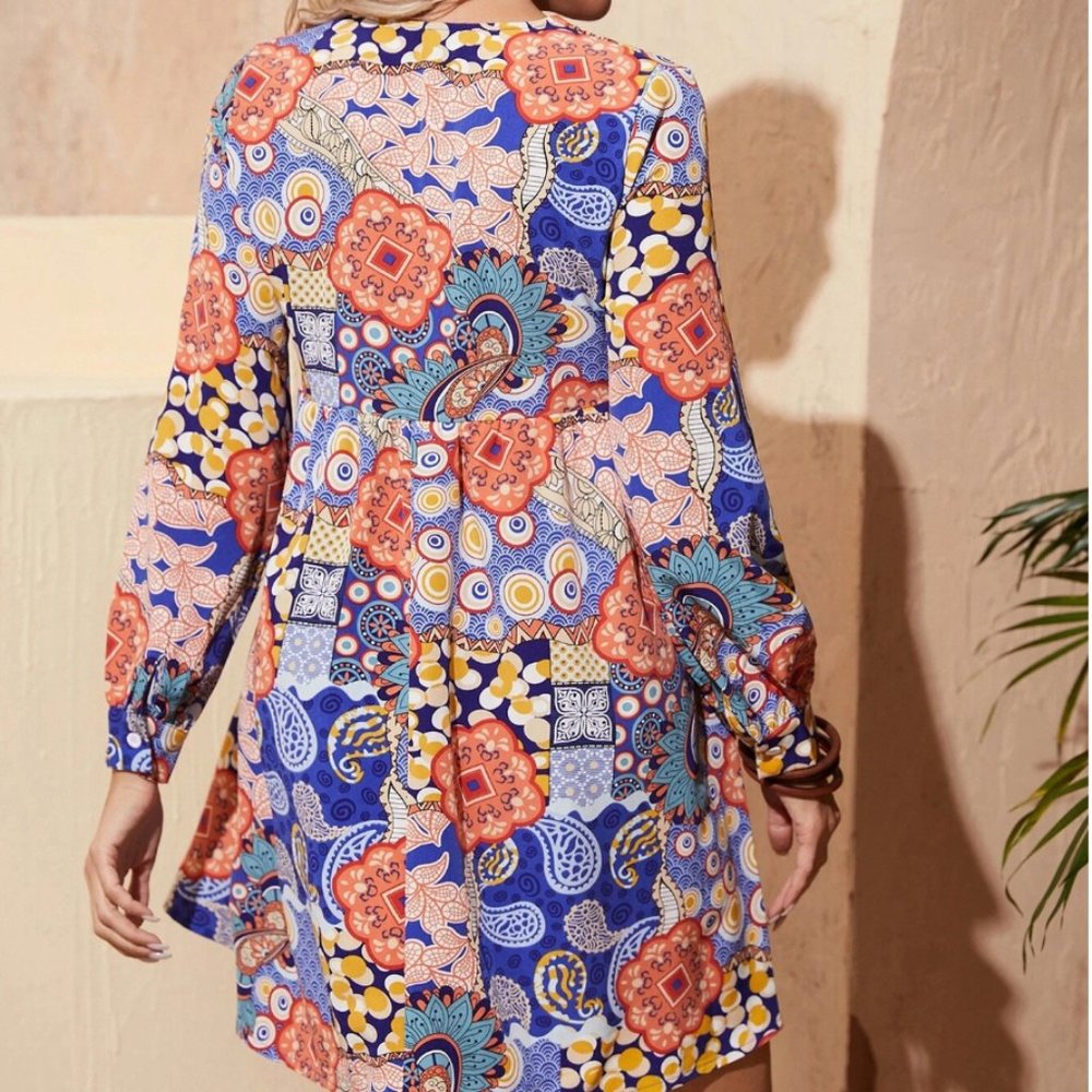 Floral & Paisley Print Dress - Picture 2 of 6